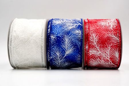 Glitter Pine Leaves Sheer Wired Ribbon_KF9405.KF9406.KF9407